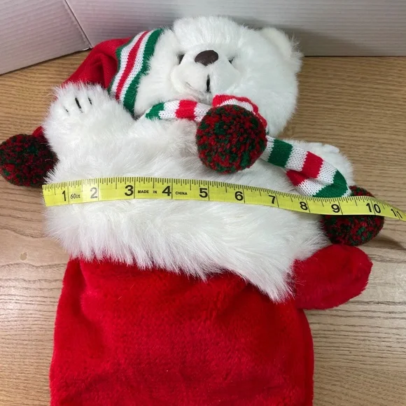 Vtg Commonwealth Teddy Bear Christmas Stocking Plush 3D Beary Wishmas 198821”